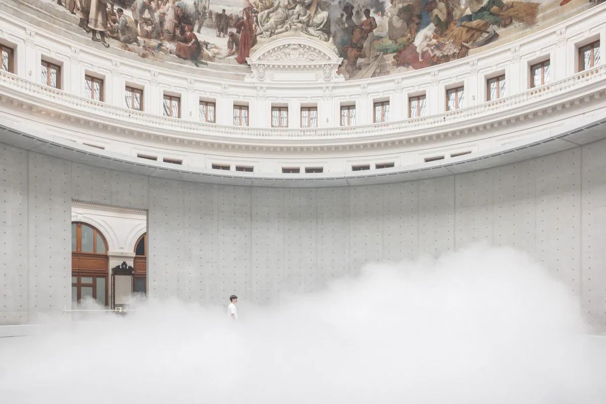 Fog filling a domed hall